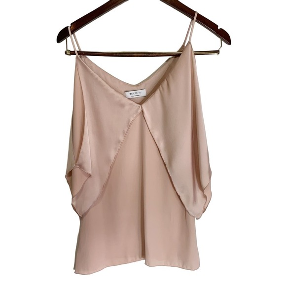 Bailey 44 Kate Top Cold Shoulder Champagne Pink Drape Blouse Small - Picture 2 of 14